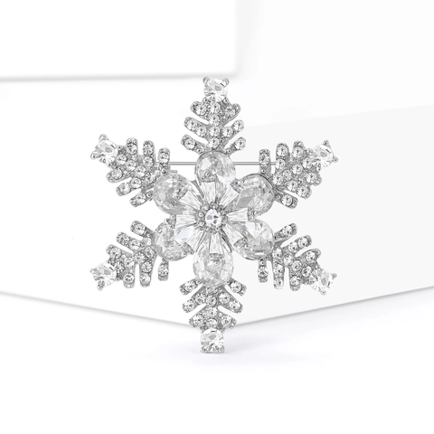 Fashion Simple Snowflake Brooch Alloy Zirconia Rhinestone Pin For Women Christmas Party Dress Scarf Accessories