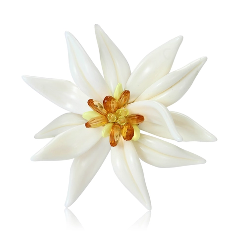 Pastoraler Stil Emaille Edelweiß Blume Brosche Elegant Legierung Weiß Floral Anzug Pin Dekoration Schmuck Für Damen