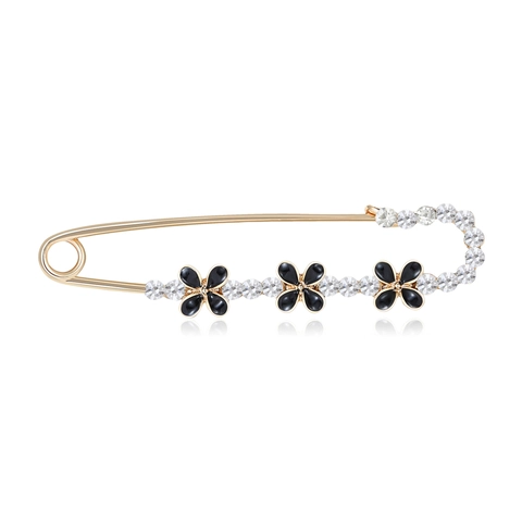 Spilla di Sicurezza Quadrifoglio in Lega Vintage Con Strass Elegante Spilla a Forma di Fiore Smaltato Per Donna Gioielli