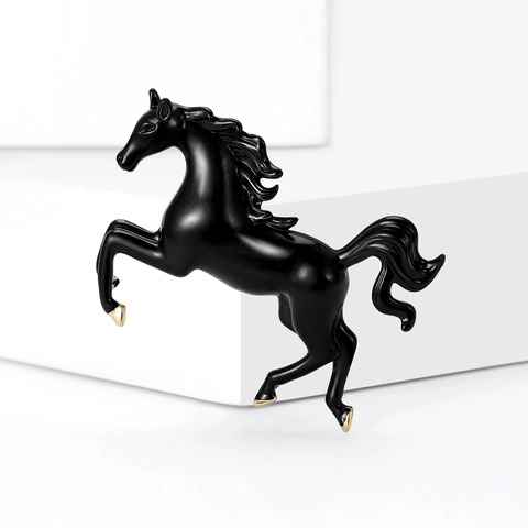 Broche Cheval en Émail à la Mode en Alliage Animal Épinglette pour Hommes Femmes Costume Vintage Manteau Bijoux