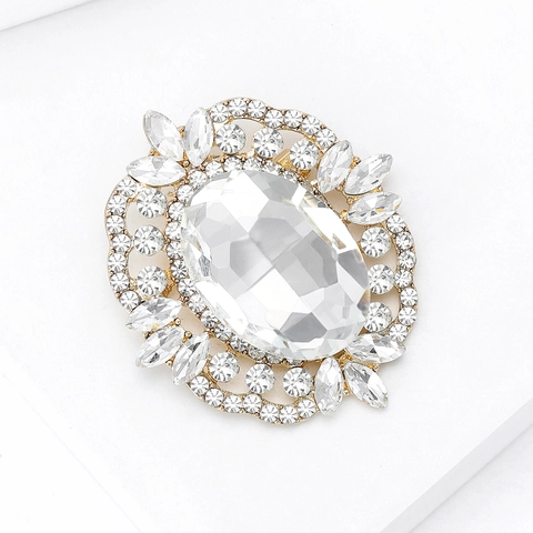 Lussuosa Spilla a Fiore in Vetro di Cristallo Vintage Elegante Lega con Strass Intarsiati Spille per Donna Matrimonio Gioielli