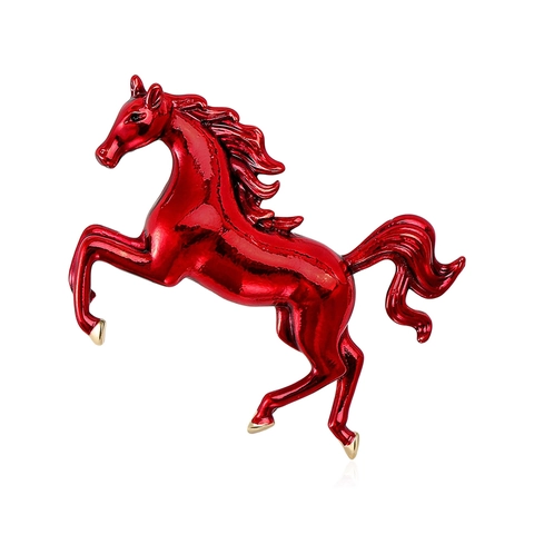 Broche Cheval en Émail à la Mode en Alliage Animal Épinglette pour Hommes Femmes Costume Vintage Manteau Bijoux