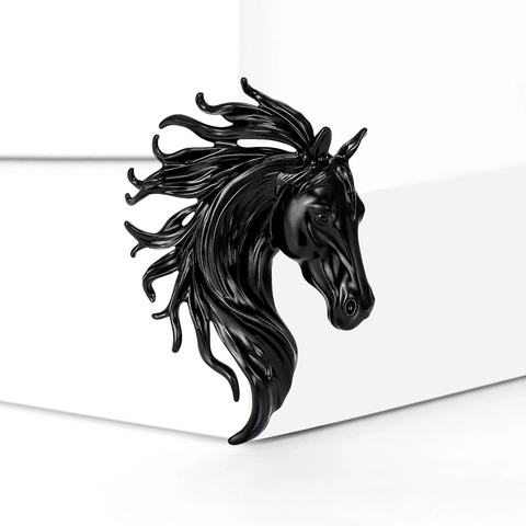 Vintage Alloy Horse Head Brooch Pin For Women Men Drip Oil Enamel Animal Design Individual Fashion Jewelry Accessories Gift