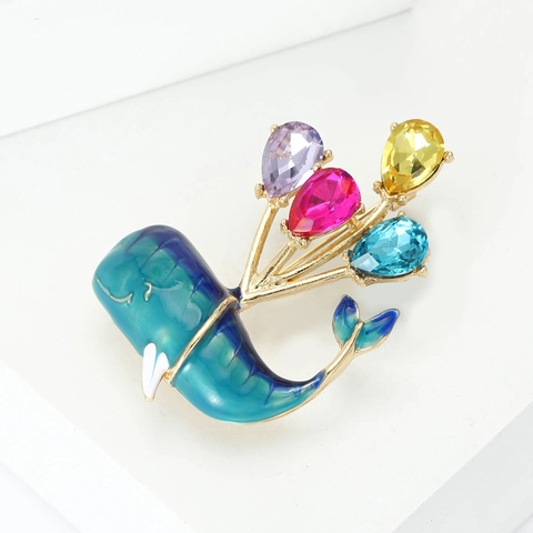 Spilla a Balena con Palloncini in Lega e Strass Spilla Animale in Smalto Colorato per Gioielli da Donna Decorazione Abbigliamento