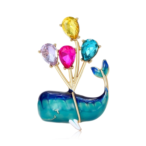 Spilla a Balena con Palloncini in Lega e Strass Spilla Animale in Smalto Colorato per Gioielli da Donna Decorazione Abbigliamento