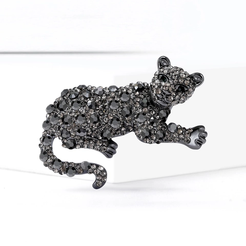Vintage Legierung Strass Leopard Brosche Pin Für Damen Herren Mode Tier Schmuck Pave Panther Pin Für Bankett Party Geschenk