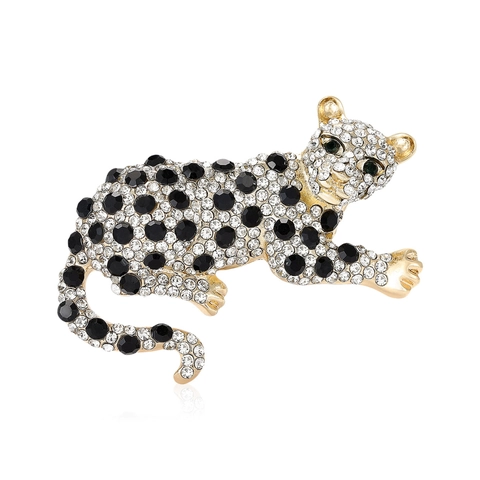 Vintage Legierung Strass Leopard Brosche Pin Für Damen Herren Mode Tier Schmuck Pave Panther Pin Für Bankett Party Geschenk