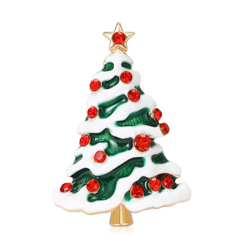 Christmas Tree Brooch Rhinestone Enamel Alloy Pin For Women Men Holiday Clothes Decoration Winter Jewelry Elegant Xmas Tree Pin Gift
