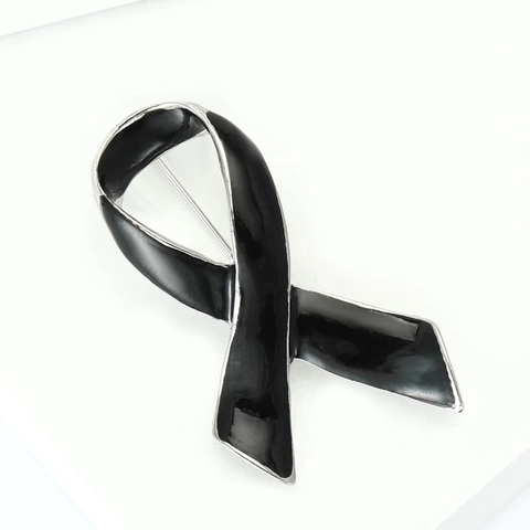 Elegante Spilla a Nastro in Smalto per Donna Lega Nero Argento Consapevolezza Lutto Nastro Spilla Gioielli Accessori Regalo