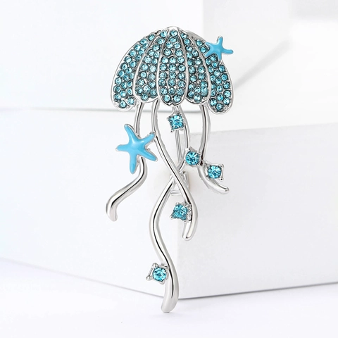 Spilla in Lega a Forma di Medusa con Strass Tema Oceano Dettaglio Stella Marina Spilla Elegante Gioielli per Donna Cappotto Maglione