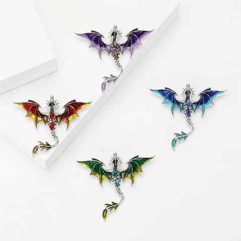 Vintage Emaille Drache Brosche Mythische Kreatur Pin Legierung Strass Eingelegtes Abzeichen Kleidung Accessoires Geschenk