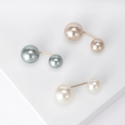 Minimalist Double-ended Artificial Pearl Brooch Pin Collection Large Small Pearl Alloy Gold Plated Safety Pin For Women Clothing Decor