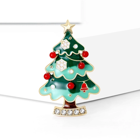 Moda Spilla Albero di Natale Per Donna Uomo Lega Smalto a Goccia d'Olio Strass Perla Artificiale Stella Gioielli Festivi Regalo