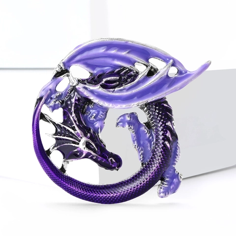 Vintage Enamel Alloy Dragon Brooch Mythical Western Dragon Pin For Men Women Badge Suit Coat Accessories Jewelry Gift