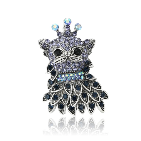 Spilla da Donna in Lega Vintage con Strass e Corona a Forma di Gatto Simpatica Spilla Animale in Smalto Decorativa Gioielli Regalo