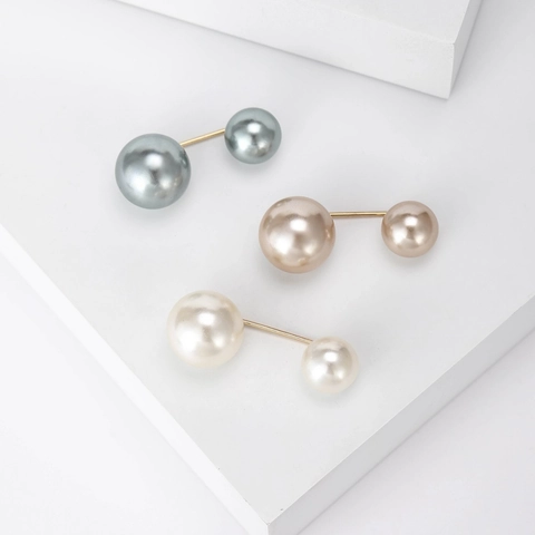 Minimalist Double-ended Artificial Pearl Brooch Pin Collection Large Small Pearl Alloy Gold Plated Safety Pin For Women Clothing Decor