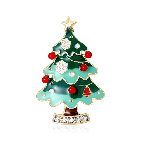 Moda Spilla Albero di Natale Per Donna Uomo Lega Smalto a Goccia d'Olio Strass Perla Artificiale Stella Gioielli Festivi Regalo