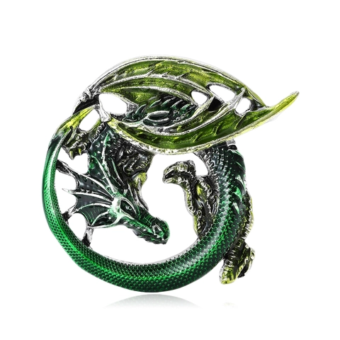 Squisita Spilla a Forma di Drago Occidentale in Lega Per Uomo Donna Vintage Smalto Goccia d'Olio Spilla a Drago Circolare