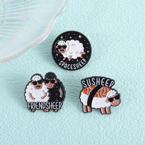 Funny Cartoon Sheep Enamel Pin Spacesheep Susheep Friendsheep Zinc Alloy Brooch Badge Backpack Clothes Accessory Jewelry