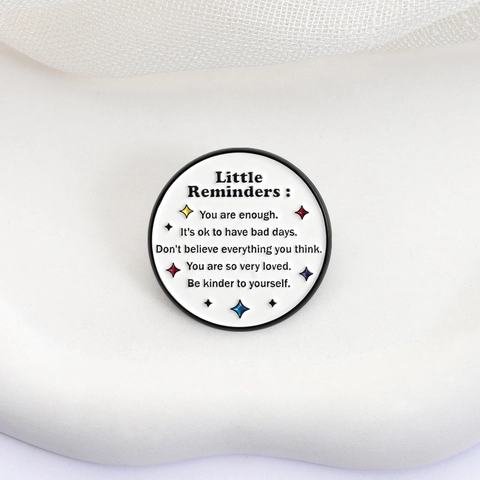 Little Reminders Round Enamel Pin Inspirational Quotes Zinc Alloy Healing Style Decorative Badge For Clothes Bags Unisex