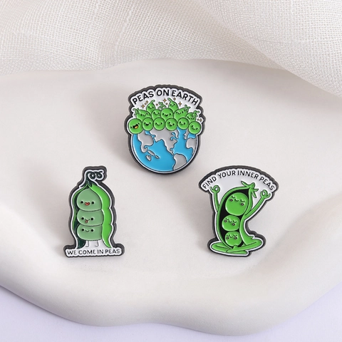 Simpatiche Spille in Smalto a Baccello di Pisello Slogan Divertente Lega Spilla Terra Meditazione Distintivo Set per Zaino Arredamento