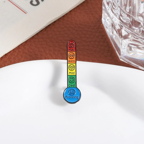 Fun Mood Thermometer Enamel Brooch Zinc Alloy Creative Lapel Pin Badge Jewelry Accessories For Women Men Backpack Clothes Gift