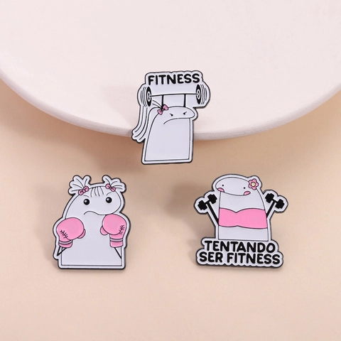 Lustige Fitness Mädchen Zinklegierung Emaille Brosche Humorvolle Flork Cartoon Anstecknadel Boxen Gewichtheben Abzeichen Minimalistischer Schmuck Geschenk