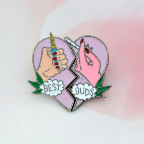 Set di Spille in Smalto a Cuore Diviso Best Buds Accendino per Sigarette a Forma di Cuore Spilla BFF per Vestiti Borse Gioielli