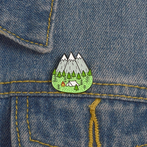 Legierung Emaille Pin Brosche Camping Thema Bergwald Zelt Lagerfeuer Outdoor Rucksack Abzeichen Dekorative Anstecknadel