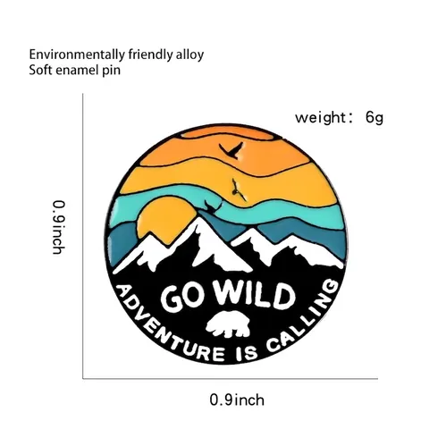 Adventure Is Calling Emaille Pin Sonnenuntergang Schneeberg Vogel Bär Legierung Abzeichen Für Rucksack Denim Jacke Schmuck