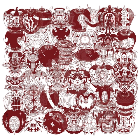 Adesivi PET Mela Rosso Scuro Gotici Impermeabili Decalcomanie Trasparenti per Scrapbooking Diario Bottiglia D'acqua Laptop Decorazione Fai Da Te Artigianato