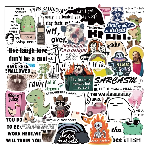 Funny Humorous Meme Quotes Stickers Waterproof PVC Decals For Laptop Water Bottle Phone Case Scrapbooking Decor