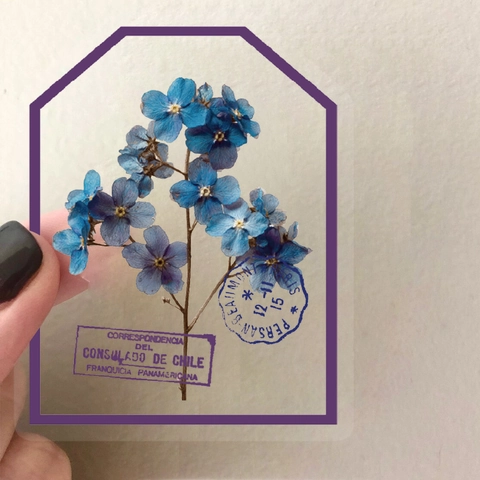 Adesivi in PET a Forma di Fiore Viola Vintage Decalcomanie Floreali Botaniche Impermeabili per Decorazione Scrapbooking Laptop