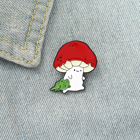 Cartoon Schattig Emaille Paddenstoel Kikker Kat Gezicht Brosche Pin Creatieve Legering Gelakt Badge Accessoire Voor Kleding Rugzak Decor