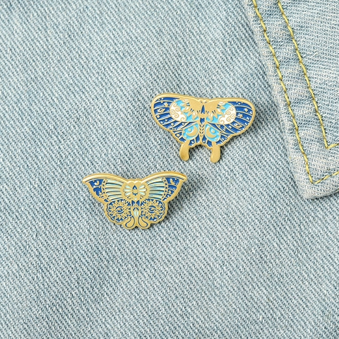 Spilla in Smalto a Forma di Farfalla Celeste Mistica Set in Lega con Motivo Sole Luna Stella Occhio Distintivo per Vestiti Borse Donne Uomini