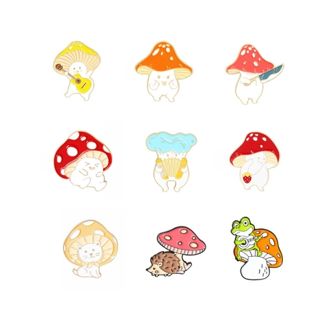 Colección de Pines de Esmalte de Champiñón de Dibujos Animados Broche de Aleación de Aceite para Ropa Mochila Decoración Regalo de Joyería