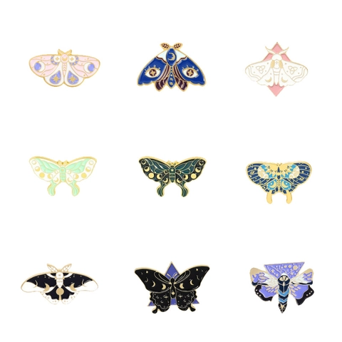 Kreative Legierung Emaille Motte Und Schmetterling Broschen Set Mystische Himmlische Mond Stern Insekten Emaille Anstecknadeln