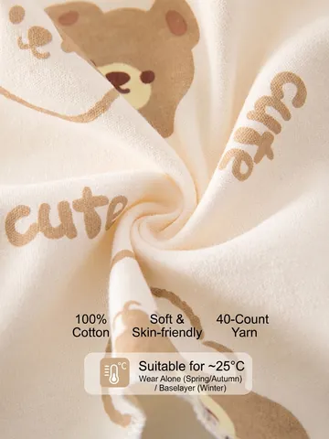 Weiche Baumwolle Neugeborene Baby Kimono Top Seitlich Binden Langarm Säugling Hemd Süße Cartoon Bär Drucken Atmungsaktiv Klasse A Sicherheit Kleidung