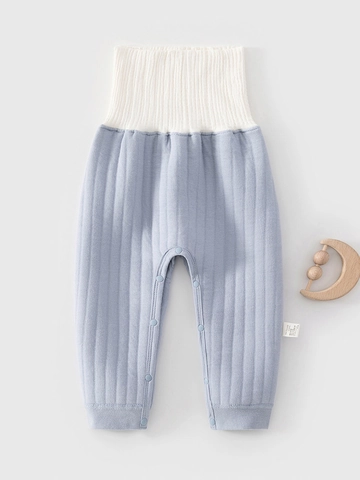 Baby Hose Mit Hoher Taille Und Bauchschutz Warme Gesteppte Baumwollhose Für Kleinkinder Druckknopf Offener Schritt Einfarbig