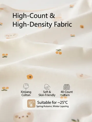 Barboteuse en Coton pour Nouveau-Né Boutonnage Simple Croisé Manches Longues Combinaison Bébé avec Imprimés Mignons