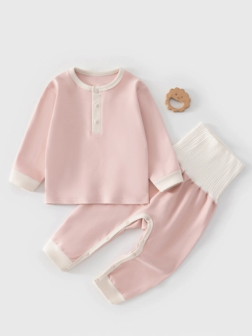 Baby Modal Baumwolle Kleidung Set Langarm Top Hohe Taille Bauchschutz Hose Kleinkind Schlafanzug Home Wear Unisex