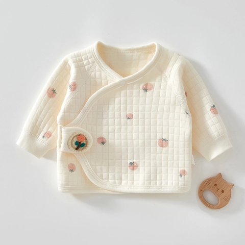 Top Térmico de Algodón Acolchado para Recién Nacido Invierno Camisa Kimono Sin Costuras Manga Larga Estampado Dibujos