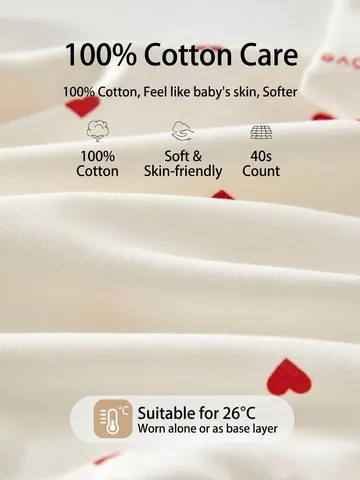 Barboteuse pour Nouveau-Né en Pur Coton Manches Longues Combinaison Douce Cœur Fraise Imprimé Tenue d'Une Pièce Printemps Automne