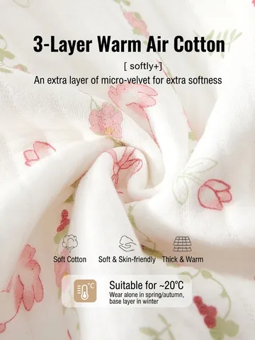 Pagliaccetto Termico per Neonati a Manica Lunga in Cotone Trapuntato Tuta con Stampa Floreale Cartone Animato Autunno Inverno