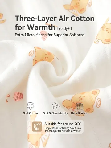 Baby Cotton Thermal Romper Long Sleeve Quilted Jumpsuit Cartoon Bear Rabbit Pattern Infant Pajamas Grade A Winter Clothing