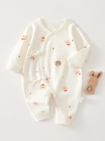 Neugeborenes Baby Kimono Strampler Reine Baumwolle Langarm Overall Süß Cartoon Bedruckt Weich Fußlos Body Säugling Schlafanzug