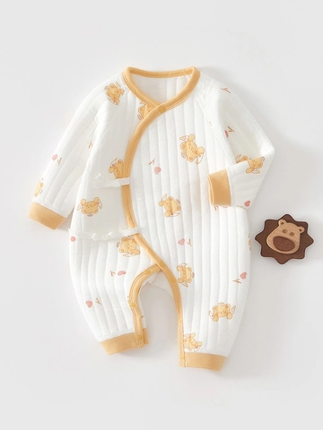 Pagliaccetto Trapuntato a Maniche Lunghe per Neonato Tuta Imbottita in Cotone Caldo per Bambini e Bambine Casual con Motivo a Cartoni Animati
