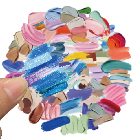 Pegatinas PET de Paleta Creativa Impermeables Trasparentes Artísticas Calcomanías de Pinceladas para Diarios Scrapbooking