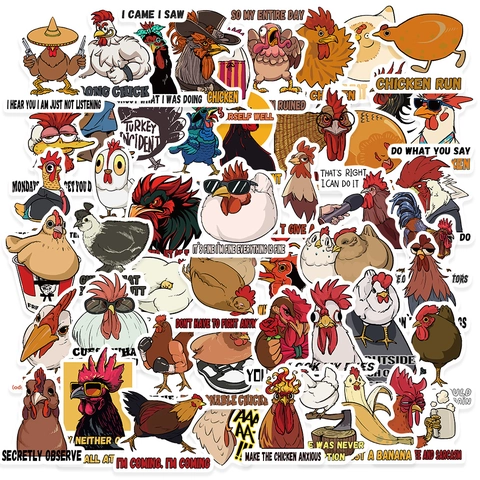 Waterproof Cartoon Chicken Graffiti Stickers For Laptop Water Bottle Luggage Humorous Animal PVC Decals For Personalized Decor