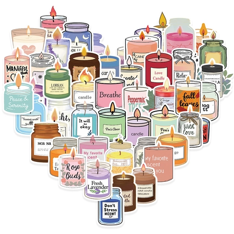 Aesthetic Scented Candle Stickers Waterproof Cartoon Decals For Scrapbooking Journal Cup Notebook Water Bottle DIY Decoration